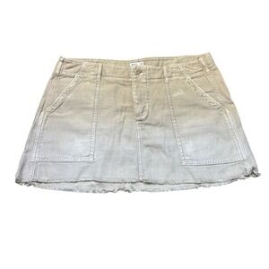 y2k American Eagle Micro Mini skirt distressed Utility Cargo Tan Size 8 12" Long